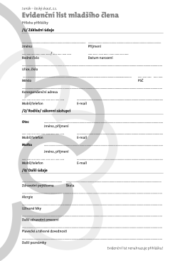 Evidenčn&iacute; list mlad&scaron;&iacute;ho člena