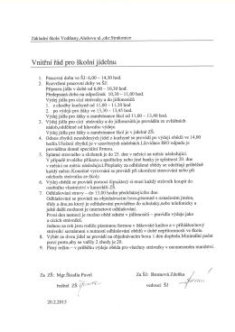 Vnitřní řád pro školní jídelnu