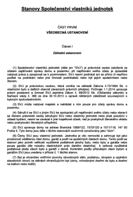 Stanovy Společenstv&iacute; vlastn&iacute;ků jednotek
