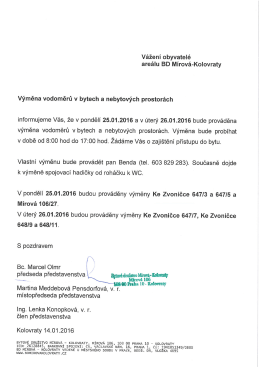 Vážení obyvatelé - Bytové družstvo Mírová
