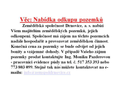 Věc: Nabídka odkupu pozemků