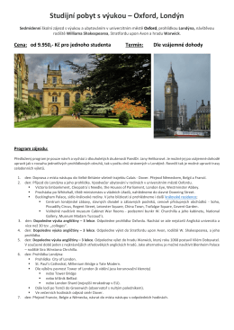 Studijní pobyt s výukou – Oxford, Londýn