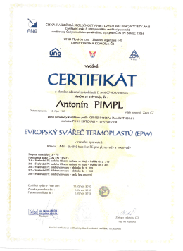 Certifikát - Patok a.s.