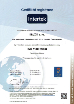 Certifikát ISO 9001