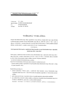 Veřejná vyhláška Návrh zprávy o uplatňování