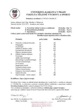 Dodatek k osvědčení Jóga a jógová terapie