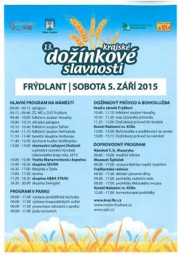 FR&Yacute;DLANT | SOBOTA 5. Z&Aacute;Ř&Iacute; 201 5