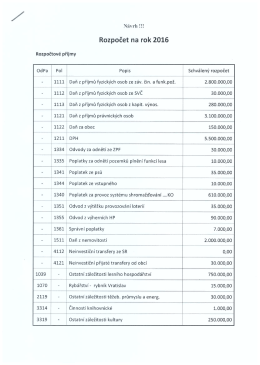Rozpočet na rok 2016