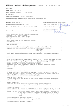 Příloha k Účetnńzávěrce podle § 39 vyhl. č.. 500/2002 Sb.