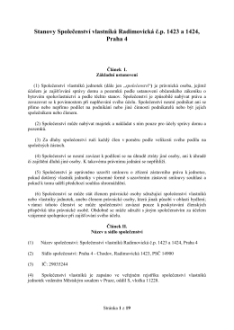 Návrh stanov SVJ Radimovická 1423 a 1424