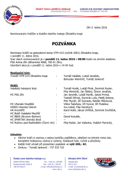 Pozvánka - jednodenní kemp VTM U15 (Zlín)