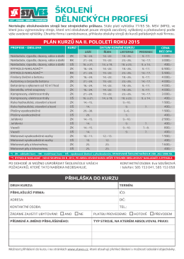 Nabídka školení strojníků Staves 2015