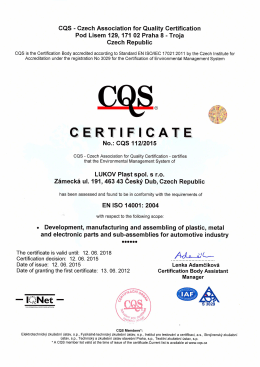 CQS - Czech Association for Quality Certification Pod