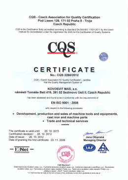 CQS - Czech Association for Quality Certification Pod Lisem 129