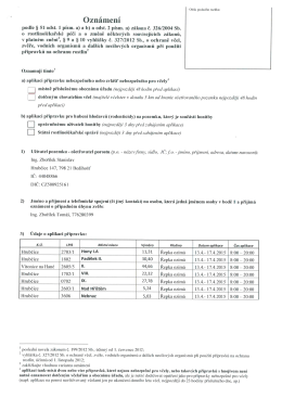 Oznámení o ochraně včel, živočichů a vodních organismů