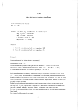 ZÁPIS Z jednání Finančního Výboru Obce Říčany