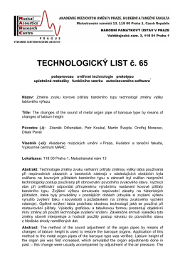 TECHNOLOGICKÝ LIST č. 65