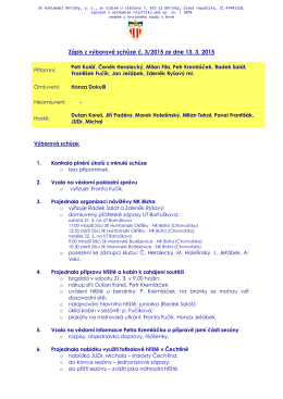 Zápis z výborové schůze č. 3/2015 ze dne 13.3.2015