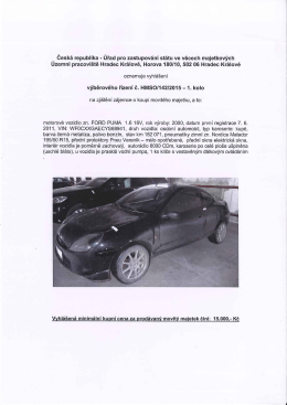Oznámení-vyhlášení výběrového řízení č. HMSO/142/2015