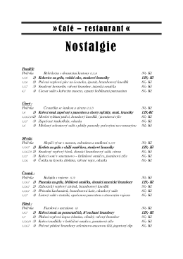 Café – restaurant « - NOSTALGIE Restaurace Kladno