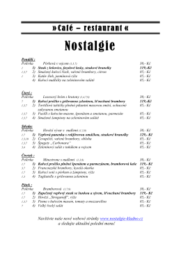Café – restaurant - NOSTALGIE Restaurace Kladno