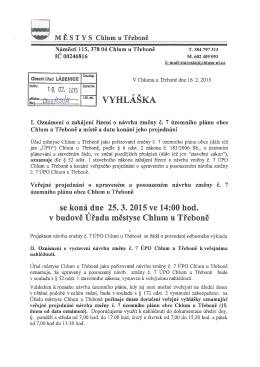 Vyhláška-změna č. 7 ÚP obce Chlum u Třeboně