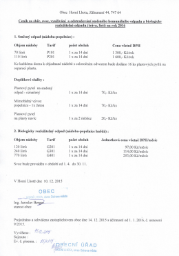 55/2015 Cen&iacute;k za sběr, svoz, využ&iacute;v&aacute;n&iacute; a odstraňov&aacute;n&iacute;