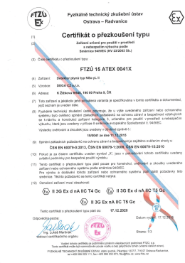 (u Certifik&aacute;t o přezkou&scaron;en&iacute; typu