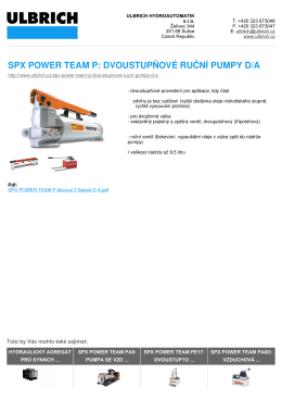 spx power team p: dvoustupňové ruční pumpy d/a