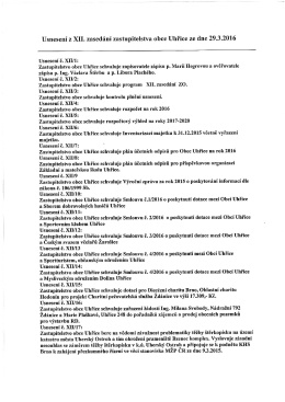 Usnesen&iacute; Z V. zased&aacute;n&iacute; zastupitelstva obce Uhř&iacute;ce ze dne 4.6.2015