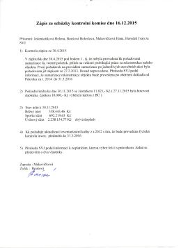 Zápis ze schůzky kontrolní komise dne 16.12.2015