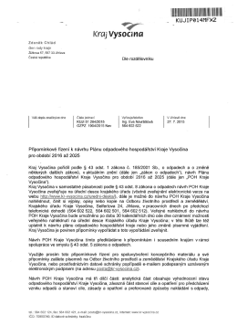 Připomínkové řízení k návrhu Plánu odpadového hospodářství Kraje