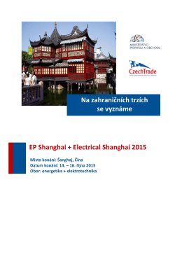 Šanghaj, Čína Datum konání: 14. – 16. října 2015