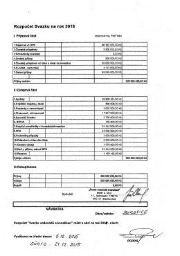 Svazek vodovodů a kanalizac&iacute; &ndash; N&aacute;vrh rozpočtu na