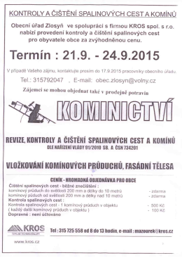 kominictví - kontroly a čištění spalinových cest a komínů