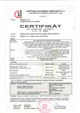 Certifik&aacute;t na vlastnost v&yacute;robku Gealan S 8000 IQ
