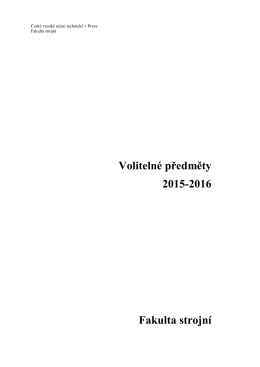 Volitelné předměty 2015-2016 - České vysoké učení technické v Praze