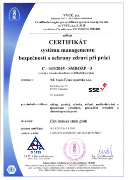 čsn ohsas 18001:2008 - SSE Explo Česk&aacute; republika sro