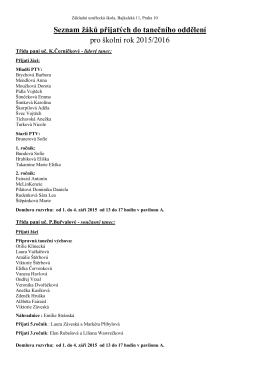 Seznam žáků přijatých do tanečního oddělení pro - zus