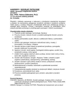 AAN500031 / SOCIÁLNÍ PATOLOGIE Doc. PhDr. Helena Záškodná