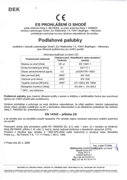 ES prohlášení o shodě - podlahové palubky