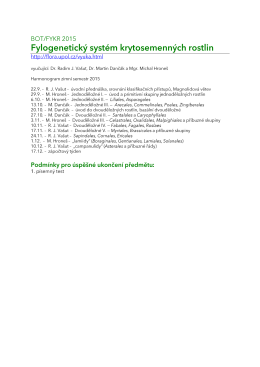 FYKR Fylogeneze krytosemenných rostlin