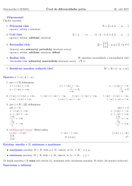 Matematika I (KX001) ´Uvod do diferenciáln´ıho poctu 26. zárı 2015