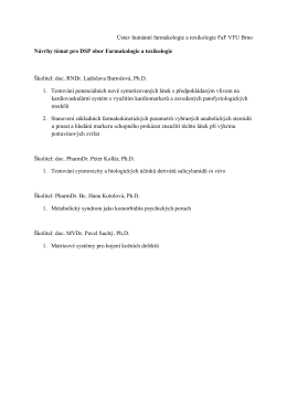 Návrhy témat pro DSP obor Farmakologie a toxikologie ak rok 2015
