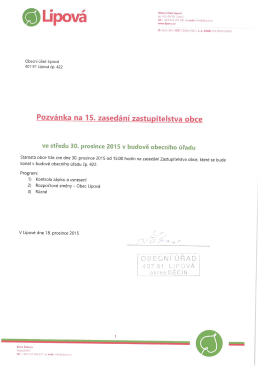 Zasedání Zastupitelstva obce 30. prosince 2015