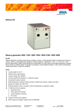 Datový list Rázový generátor SSG 1100 / SSG 1500 / SSG 2100