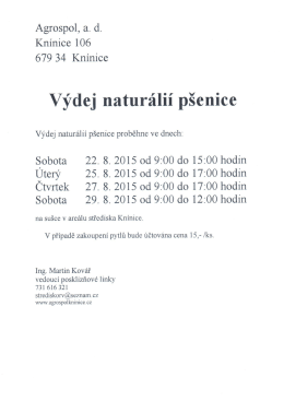 Výdej natuľálií pšenice