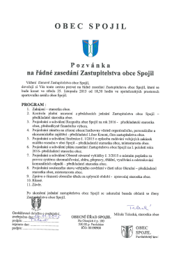 Pozvánka na řádné zasedání Zastupitelstva obce Spojil konané dne