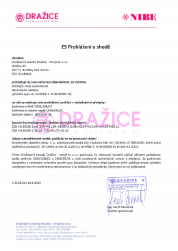 Prohlášení o shodě pro ohřívače vody