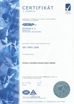 certifik&aacute;t - Kdynium as